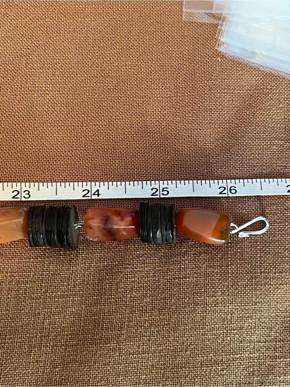 Genuine Agate, Wood and Metal Bead Necklace